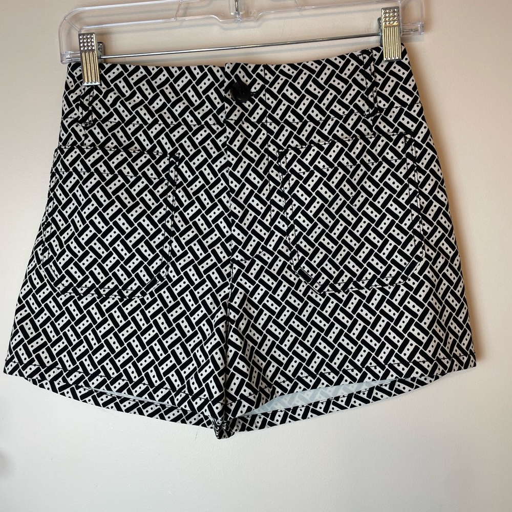 Maeve High Waist Black and White Geometric Shorts